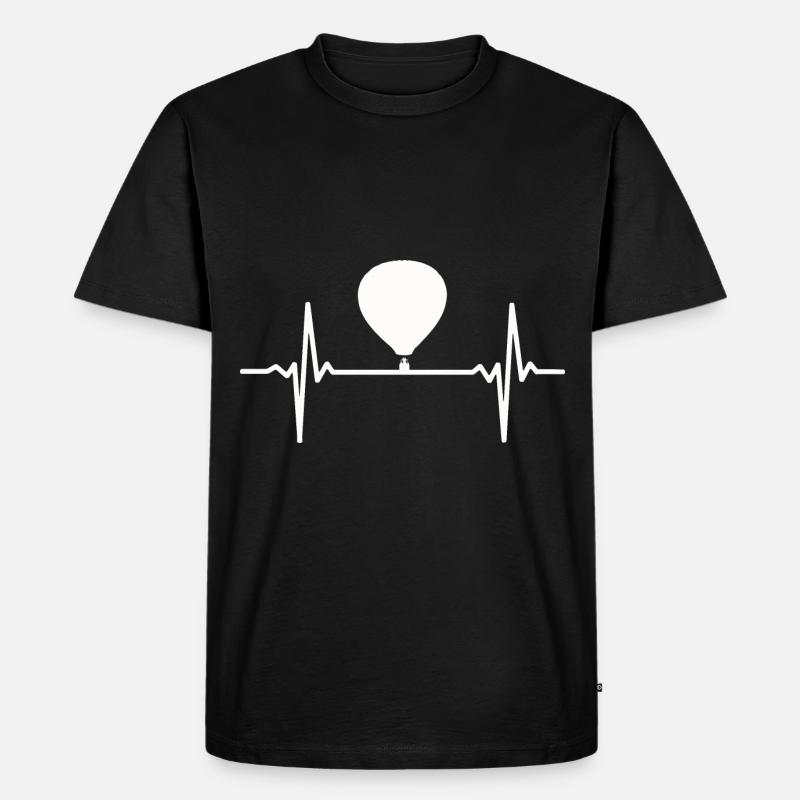 Heißluftballon Herzschlag - Männer Premium Bio T-Shirt - Schwarz