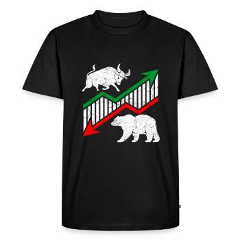 Bulle et ours et etf actions bourse cadeau de marché - T-shirt Premium bio Homme - noir - Devant - Nico (187cm)