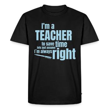 professeur - T-shirt Premium bio Homme - noir - Devant - Nico (187cm)
