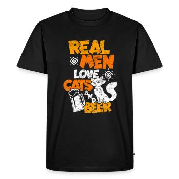 Cat beer alcohol beer drink gift - Men's Premium Organic T-Shirt - black - Front - Nico (187cm)