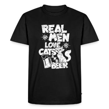 Les vrais hommes aiment les chats et le cadeau de la bière - T-shirt Premium bio Homme - noir - Devant - Nico (187cm)