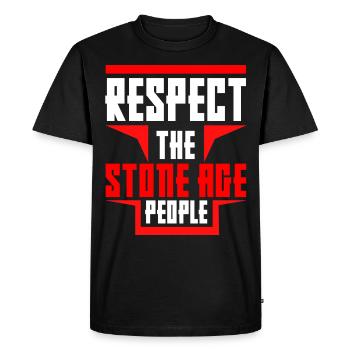 Stone Age Design - Cavemen and Dinosaurs - Men's Premium Organic T-Shirt - black - Front - Nico (187cm)