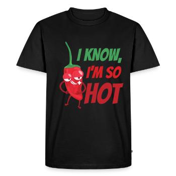 Je sais que je suis chaud, le piment - T-shirt Premium bio Homme - noir - Devant - Nico (187cm)
