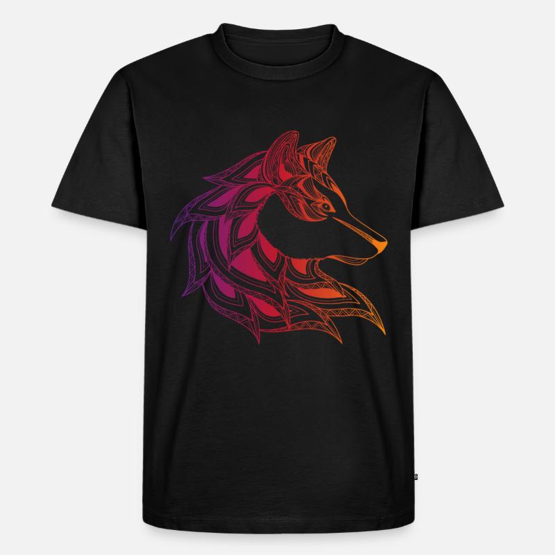 Wolf - Männer Premium Bio T-Shirt - Schwarz