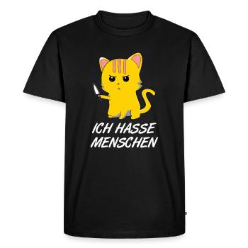 Sweet Cat - Je déteste les gens - T-shirt Premium bio Homme - noir - Devant - Nico (187cm)