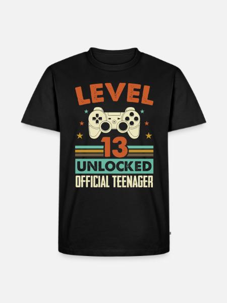 13ème anniversaire du joueur niveau 13 débloqué drôle cool - T-shirt Premium bio Homme - noir