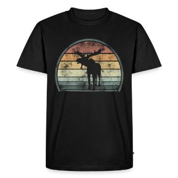 Retro Vintage Elch - Männer Premium Bio T-Shirt - Schwarz - Vorne - Nico (187cm)