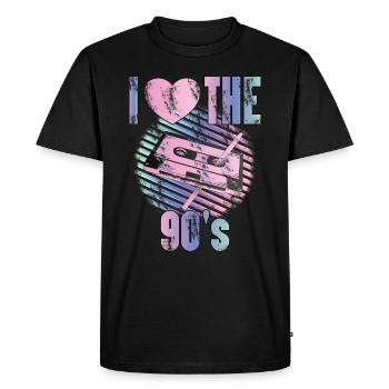 I love the 90s - Men's Premium Organic T-Shirt - black - Front - Nico (187cm)