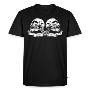 Motard moto crâne disant - T-shirt Premium bio Homme - noir - Devant - Nico (187cm)