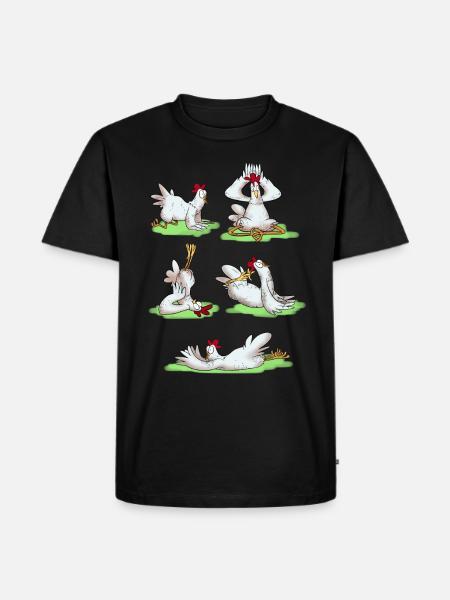 Figures de yoga drôles de poulet - T-shirt Premium bio Homme - noir