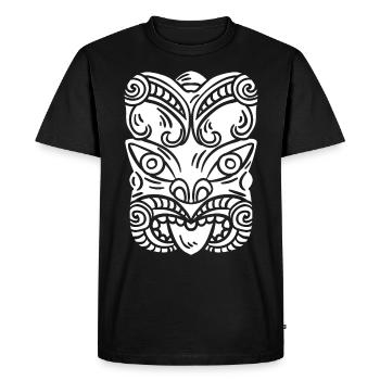 Tatouage tribal maori Rugby polynésien Aotearoa - T-shirt Premium bio Homme - noir - Devant - Nico (187cm)