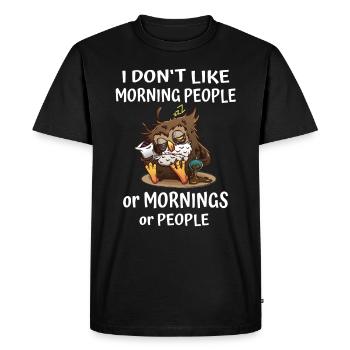 I Don’t Like Morning People Hiboux café - T-shirt Premium bio Homme - noir - Devant - Nico (187cm)