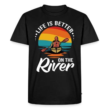 Life Is Better On The River Kayak Kayaking - Men's Premium Organic T-Shirt - black - Front - Nico (187cm)