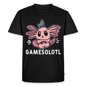 Salamandre amphibienne Axolotl - T-shirt Premium bio Homme - noir - Devant - Nico (187cm)
