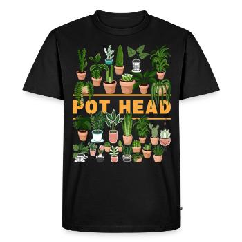 Plantes de tête de pot olivier amateur de cactus - T-shirt Premium bio Homme - noir - Devant - Nico (187cm)