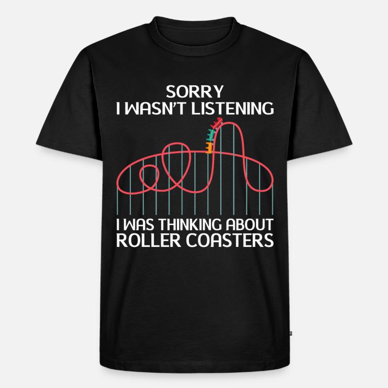 Achterbahn Freizeitpark Rollercoaster Fahrgeschäft - Männer Premium Bio T-Shirt - Schwarz