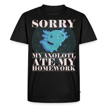 Salamandre amphibienne Axolotl - T-shirt Premium bio Homme - noir - Devant - Nico (187cm)