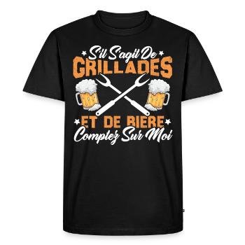 Cadeau Homme Drôle Barbecue Et Bière - T-shirt Premium bio Homme - noir - Devant - Nico (187cm)