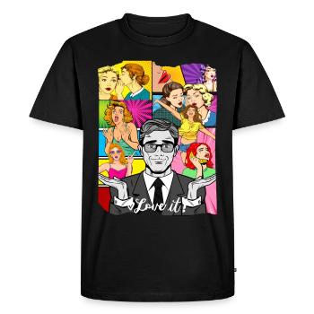 Man and Woman life comics - Men's Premium Organic T-Shirt - black - Front - Nico (187cm)