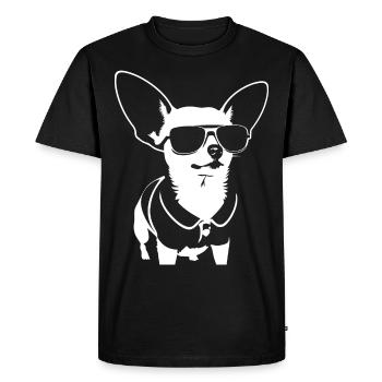 Funny Chihuahua wearing Sunglasses Chihuahuas - Men's Premium Organic T-Shirt - black - Front - Nico (187cm)