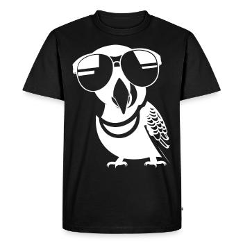 Drôle d’oiseau portant des lunettes de soleil Cool Bourke’s Parak - T-shirt Premium bio Homme - noir - Devant - Nico (187cm)