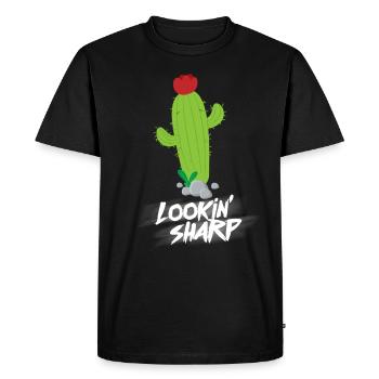 Funny cactus humor plant joke gift idea - Men's Premium Organic T-Shirt - black - Front - Nico (187cm)
