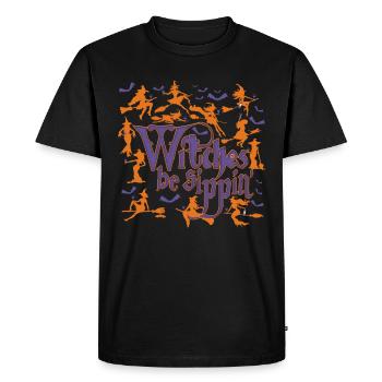 Witches Be Sippin Shirt Drôle Halloween Sorcières - T-shirt Premium bio Homme - noir - Devant - Nico (187cm)
