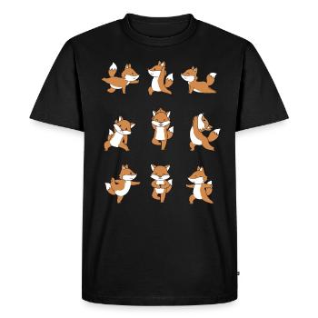 Yoga renard méditation Yogi Namaste cadeau - T-shirt Premium bio Homme - noir - Devant - Nico (187cm)