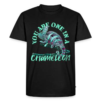 caméléon - T-shirt Premium bio Homme - noir - Devant - Nico (187cm)