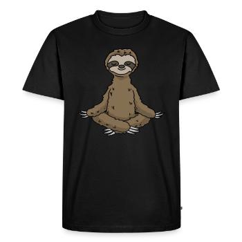 Cadeau de méditation yoga paresseux Yogi Namaste - T-shirt Premium bio Homme - noir - Devant - Nico (187cm)