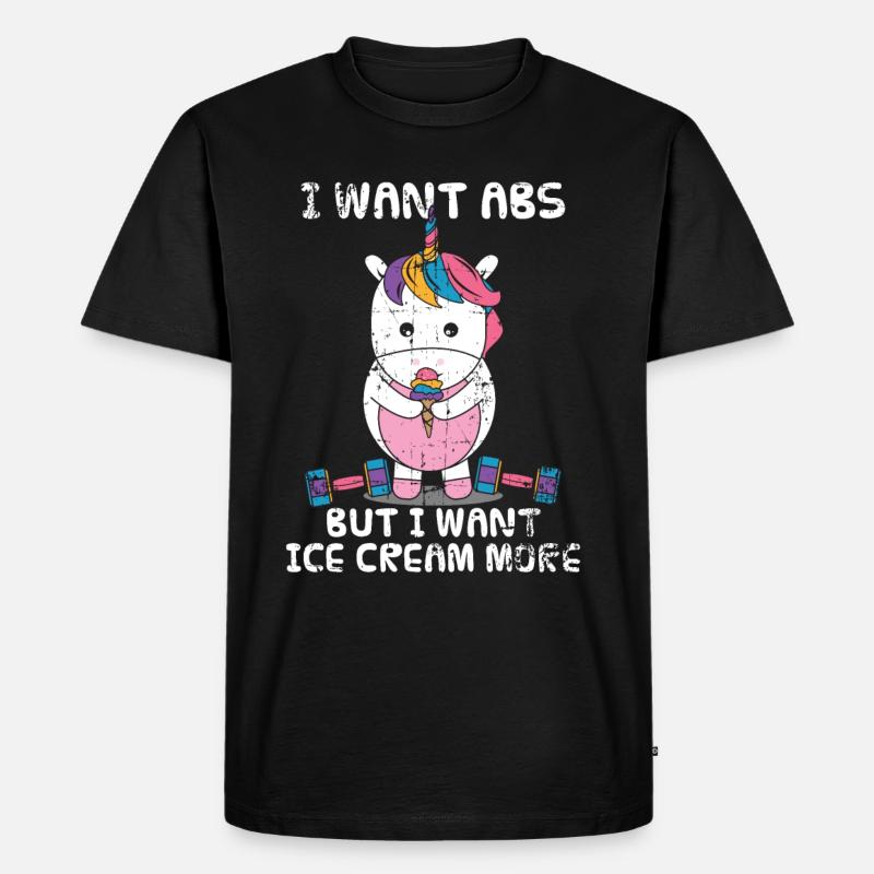 Einhorn Eis Hanteln Geschenk - Männer Premium Bio T-Shirt - Schwarz