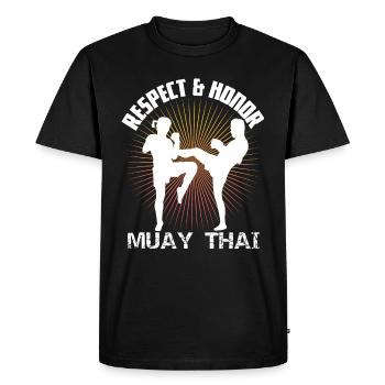 Les Muay Thai respectent les coffrets cadeaux - T-shirt Premium bio Homme - noir - Devant - Nico (187cm)