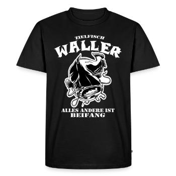 Waller Fisher Catfish Welsangler Catfish - Men's Premium Organic T-Shirt - black - Front - Nico (187cm)