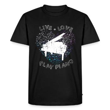 Musicien coeur de piano - T-shirt Premium bio Homme - noir - Devant - Nico (187cm)