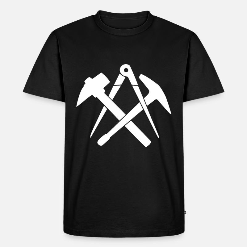 Dachdecker Handwerkszeichen Zunftzeichen - Männer Premium Bio T-Shirt - Schwarz