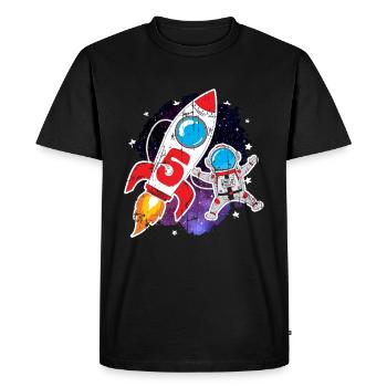 Rocket 5th Birthday Space Astronaut - Men's Premium Organic T-Shirt - black - Front - Nico (187cm)