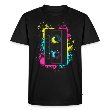 Cadeaux Cassette Vintage Splash Années 80 et 90 - T-shirt Premium bio Homme - noir - Devant - Nico (187cm)