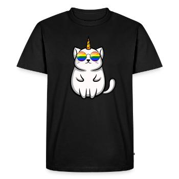 LGBT Pride Regenbogen Katze Sonnenbrille Einhorn - T-shirt Premium bio Homme - noir - Devant - Nico (187cm)