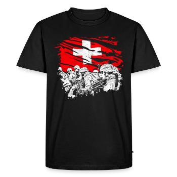 Switzerland Swiss Military Helvetia Gift - Men's Premium Organic T-Shirt - black - Front - Nico (187cm)