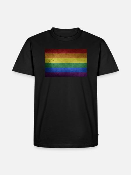 LGBT Vintage Rainbow Flag Flag Gay Pride CSD - Men's Premium Organic T-Shirt - black