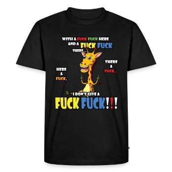 Funny giraffe with great provocative saying - Men's Premium Organic T-Shirt - black - Front - Nico (187cm)
