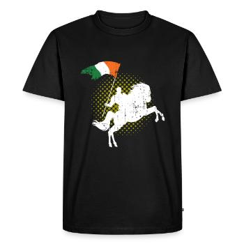 Irlande Cheval cheval drapeau - T-shirt Premium bio Homme - noir - Devant - Nico (187cm)