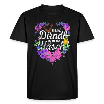 Mei Dirndl is in da Wäsch Dirndl - Men's Premium Organic T-Shirt - black - Front - Nico (187cm)
