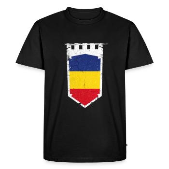 Armoiries de Roumanie Bucarest - T-shirt Premium bio Homme - noir - Devant - Nico (187cm)