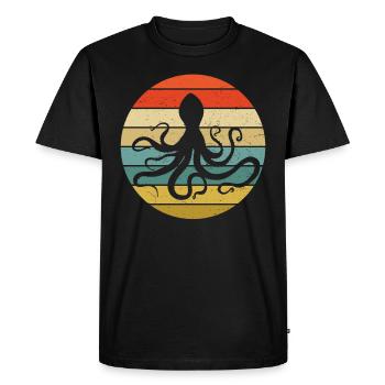 70's Retro Octopus Squid Vintage Octopus Octopus - T-shirt Premium bio Homme - noir - Devant - Nico (187cm)
