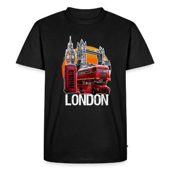 Cabine téléphonique londonienne Big Ben Bridge - T-shirt Premium bio Homme - noir - Devant - Nico (187cm)