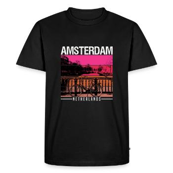 Amsterdam - T-shirt Premium bio Homme - noir - Devant - Nico (187cm)