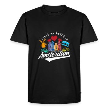 Amsterdam Moulin à vent vélo vieille ville - T-shirt Premium bio Homme - noir - Devant - Nico (187cm)