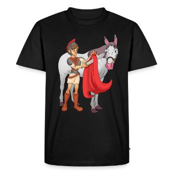 St Martin partage son dessin animé - T-shirt Premium bio Homme - noir - Devant - Nico (187cm)