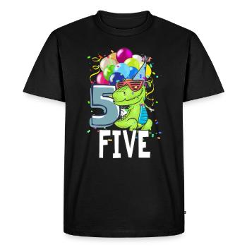 Fifth Birthday 5 Year Old Boy Dinosaur TRex Gift - Men's Premium Organic T-Shirt - black - Front - Nico (187cm)